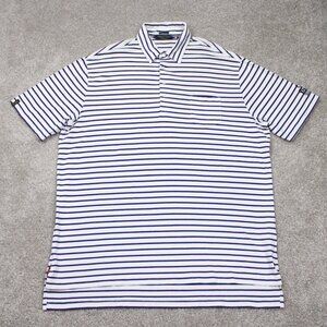 Polo Golf Ralph Lauren Shirt Mens XL Blue/White Stretch Lisle Quail Hollow Logo